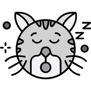 Çizgi çizgi film çizgi filmi uyuyan kedi, büyük gözleri ve uyuyan bir kedicik.