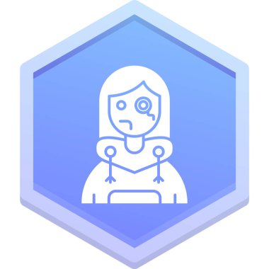 Mavi eşarplı kız. Eşarplı bir kızın vektör simgesi. Bir kadın modern tarzdadır..