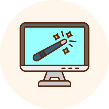 okları olan bilgisayar ekranı ve kalem