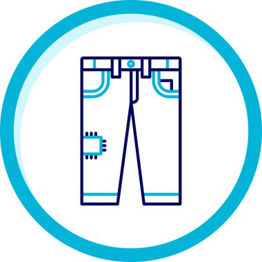 Beyaz arka planda izole edilmiş mavi çizgili kot pantolon ikonu. Kotlar. daire