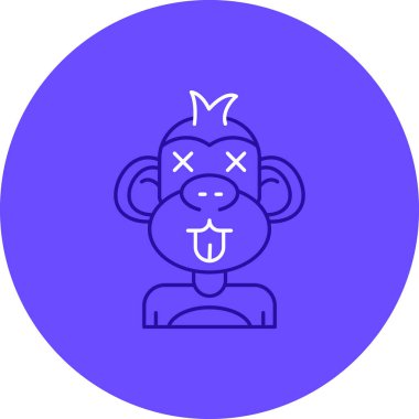 Bir maymunun şirin çizgi film ikonunun vektör çizimi