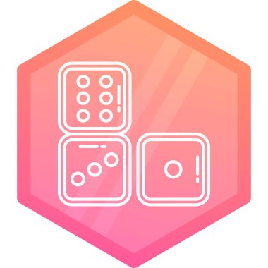 Beyaz arkaplanda oyun kartı simgesi olan renk çizgisi zarları. Kumarhane. Değişken rastgele dinamik şekiller. vektör illüstrasyonu