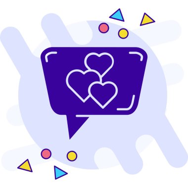 Beyaz arkaplanda kalp ikonu olan çizgi konuşma balonu. Aşk işareti. Sevgililer Günü sembolü. Renkli taslak konsepti. vektör.