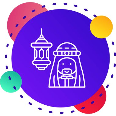 Beyaz arkaplanda renk çizgisi cami simgesi izole edildi. Rastgele dinamik şekiller. vektör