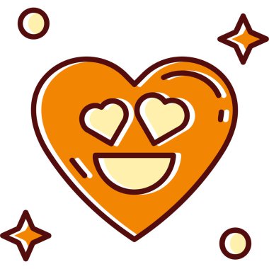 Sevimli, mutlu, gülümseyen aşk kalbi çizgi film vektör çizimi grafik tasarımı