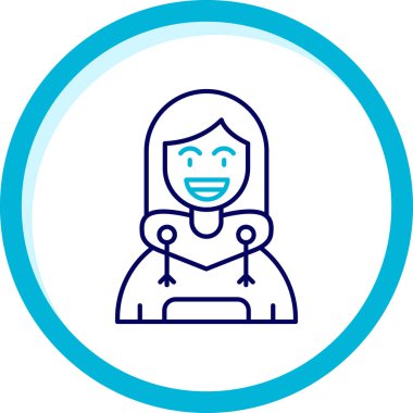 Mavi dış hatlı kadın ikon vektör illüstrasyon tasarımı