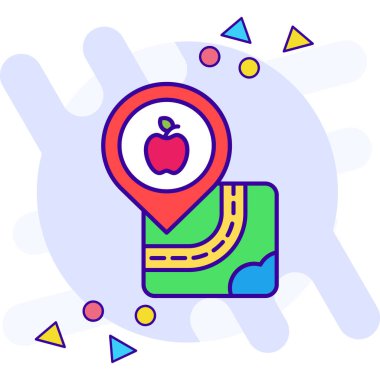 Ana hatlarda elma simgesi olan harita işaretleyici