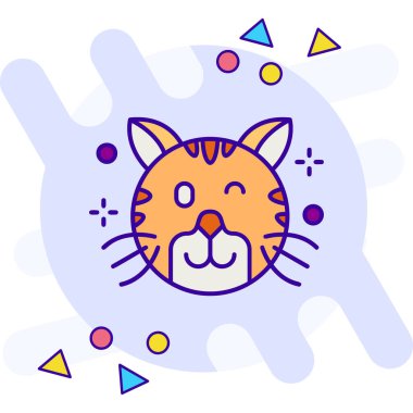 Beyaz arkaplanda izole edilmiş kedi için renk web simgesi. Rastgele dinamik şekiller. vektör.