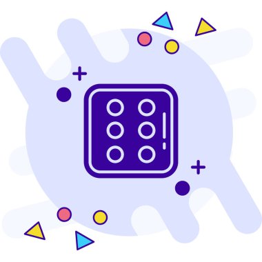 Beyaz arkaplanda renk çizgisi zar simgesi izole edildi. Kumarhane kumarı. Kademeli rastgele dinamik şekiller. Vektör İllüstrasyonu