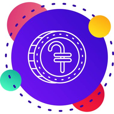 renk çizgisi kripto para bitcoin beyaz arkaplanda izole edilmiş blok zincir simgesi. Fiziksel bir parça. Dijital teknoloji tabanlı güvenli kripto para birimi. gradyan rastgele dinamik şekiller.