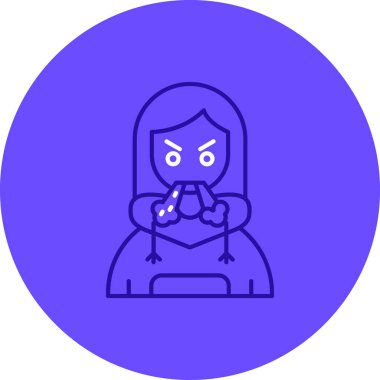 Maskeli ve kalkanlı bir kız, Coronavirus covid 19, çizgi tarzı ikon