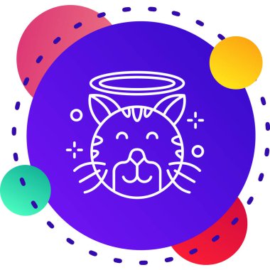 Beyaz arka planda izole edilmiş halka simgesindeki çizgi sihirli kedisi. Hayvan şakası mı şeker mi? Renkli taslak konsepti. vektör