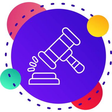 Hakim tokmak simgesi beyaz arka planda izole edildi. Ceza ve faturaların düzeltilmesi için tokmak, mahkeme hukuku, açık artırma. Açık arttırma çekici.