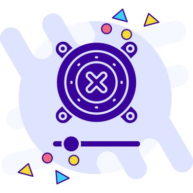 Mavi çizgi çapraz ok simgesi beyaz arkaplanda izole edildi. Rastgele çember noktaları. vektör.