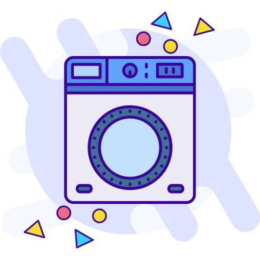 çamaşır makinesi simgesi ince çizgi vektörü