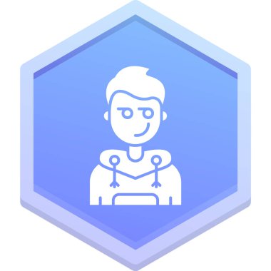 Kalkan simgesi olan erkek avatar, vektör.