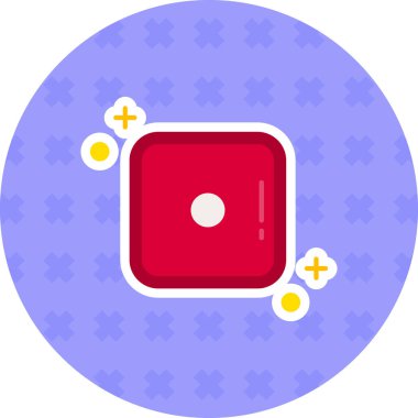 Bir düğmenin kırmızı ve beyaz simgesinin vektör çizimi