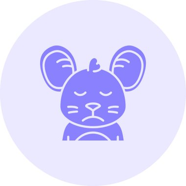 Çemberde yüzü olan sevimli bir fare. Hayvan ikonu. Basit vektör illüstrasyonu.