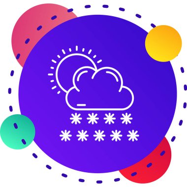 Renk çizgisi bulutu ve kar simgesi beyaz arkaplanda izole edildi. Kar taneli bulut. Tek hava ikonu. Kar tabelası. Soyut gradyan şekiller. vektör