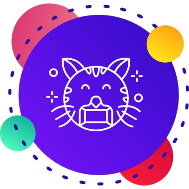 Beyaz arka planda siyah çizgi kedi simgesi izole edildi. Rastgele dinamik şekiller. vektör.