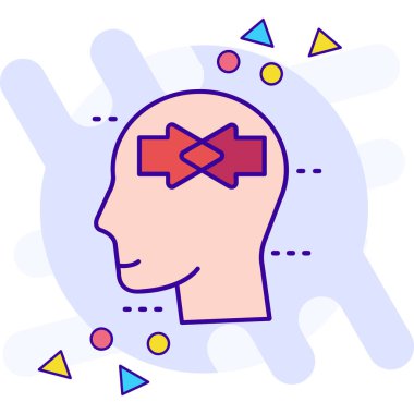 Beyin vektör simgesine sahip baş - dış hat biçimi