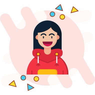 Kış süveteri vektör illüstrasyonlu genç kadın