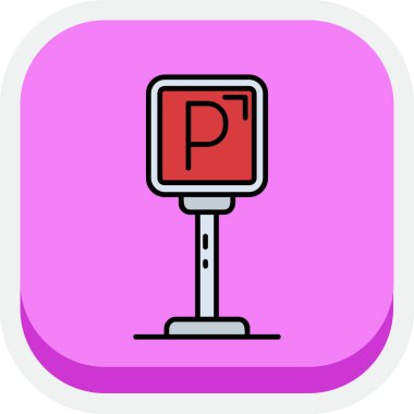 Araba park alanı simgesi, vektör illüstrasyonu, yol işareti.