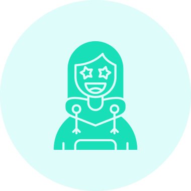 Beyaz arka planda izole edilmiş çizgi kadın avatar simgesi. vektör illüstrasyonu