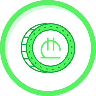 Beyaz zemin üzerinde baget çubukları simgesi olan yeşil çizgili davul. Müzik işareti. müzik aleti sembolü. Çember düğmesi. vektör illüstrasyonu