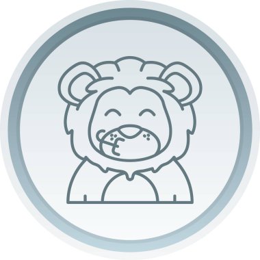 Dairede yuvarlak çerçeveli şirin bir aslanın vektör çizimi