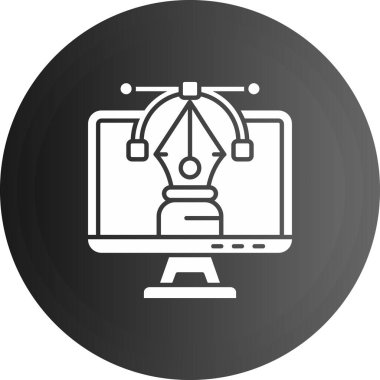 Monitör simgesi olan bir dizüstü bilgisayarın vektör çizimi