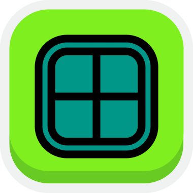 Beyaz arkaplan vektör illüstrasyonunda yeşil biçimli pencere simgesi