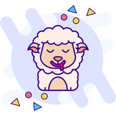 Gökkuşağı olan şirin bir koyun. Vektör çizimi. beyaz arkaplanda izole edilmiş.