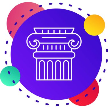 Beyaz arka planda izole edilmiş renkli tapınak simgesi. Antik Yunan tapınağı. Renkli taslak konsepti. vektör illüstrasyonu