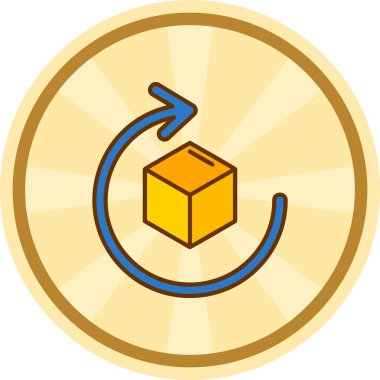 Mavi arkaplanı olan bir altın sikkenin vektör çizimi