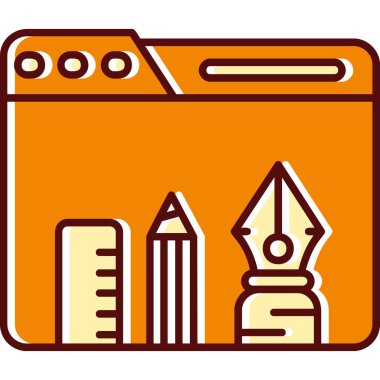 Kalem cetvel. Web simgesi basit illüstrasyon