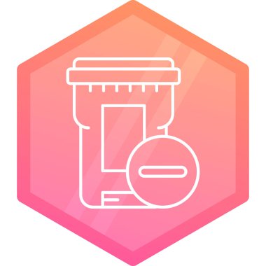 Beyaz arka planda izole edilmiş beyaz bira ikonu şişesi. Pembe altıgen düğmesi. vektör illüstrasyonu