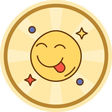 Mutlu emoji ana hatları doldurulmuş mutlu simgesi