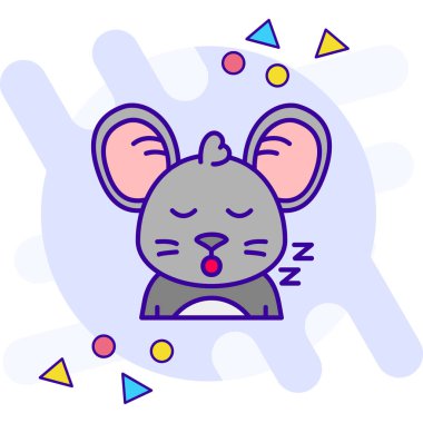 Tatlı ve komik uyuyan fare. vektör illüstrasyonu