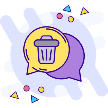 Konuşma baloncukları simgesi olan çöp kutusu