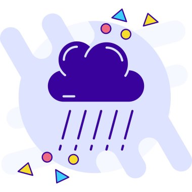 Siyah çizgi bulutu ve yağmur ikonu beyaz arkaplanda izole edilmiş. Yağmur damlalı yağmur bulutu yağışı. Simgeleri renklendir. vektör illüstrasyonu