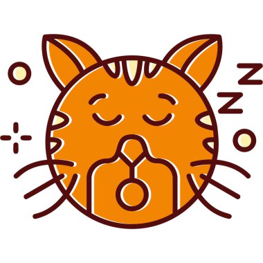 Büyük gözleri ve kedisi olan sevimli bir kedi. Uyuyan kedinin vektör çizimi.