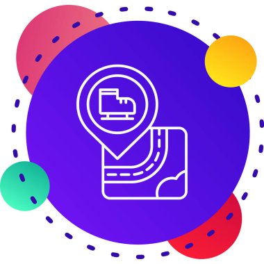 Harita işaretleyici ve konum simgesi olan çizgi haritası konumu beyaz arkaplanda izole edildi. Renkli taslak konsepti. vektör.