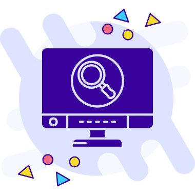 Beyaz arkaplanda izole edilmiş internet arama simgesi. bilgisayar sembolü çizimi