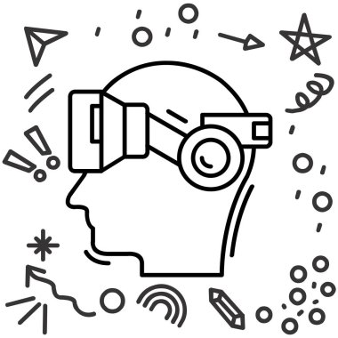 sanal gerçeklik kulaklık simgesi ana hat biçiminde