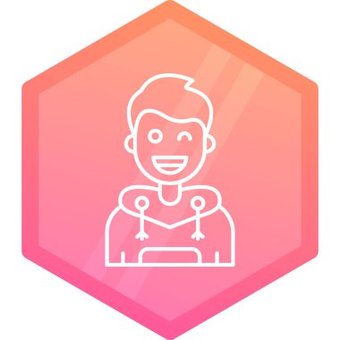 Altıgen simgesindeki çizgi adamı beyaz arka planda izole edildi. Altıgen simgesi. vektör.