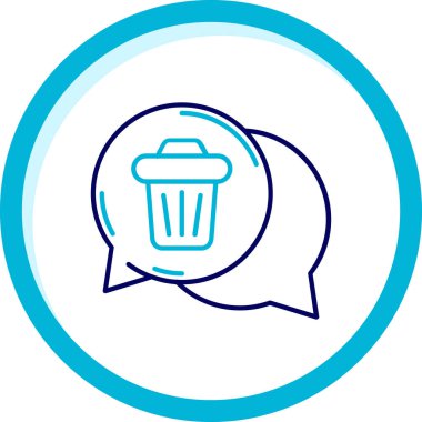 Beyaz arkaplanda mavi çizgi çöp kutusu simgesi izole edildi. Çöp kutusu tabelası. Geri dönüşüm sepeti simgesi. Ofis çöpü ikonu. Mavi daire düğmesi. vektör illüstrasyonu