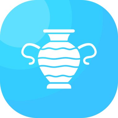 Mavi arkaplanda beyaz vazo simgesi izole edildi. Mavi kare düğme. vektör.