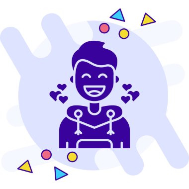 Mor eşarplı bir adamın vektör çizimi