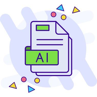 ai dosya simgesi. anahat ai dosya vektör rengi düz izole konturu